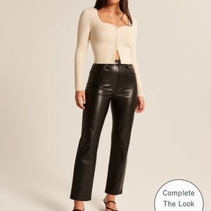 Abercrombie and Fitch Curve Love Vegan Leather Ankle Straight Pants